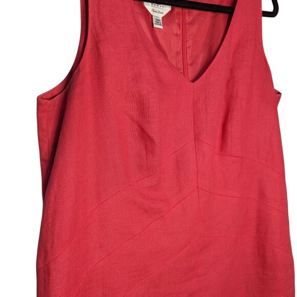Talbots Women's Size 14W Pink Irish Linen Sleeveless Shift Knee Length Dress - Picture 3 of 7